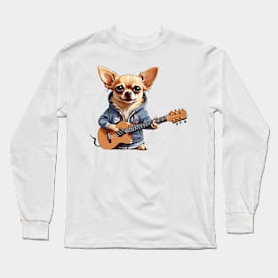 Chihuahua Playing Guitar Long Sleeve T-Shirt